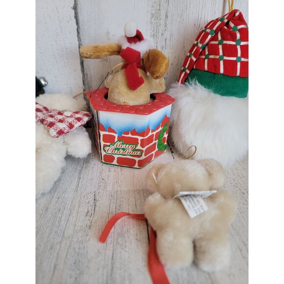 Variety plush Santa reindeer bear snowman ornament Xmas set - Picture 6 of 6